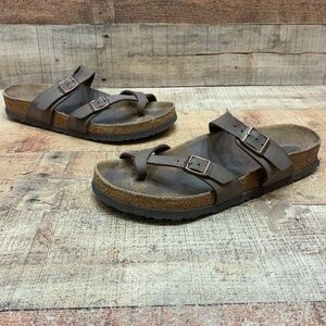 Birkenstock Mayari Sandals Womens Size 9 N40 Brown Leather Strappy Comfort Shoes